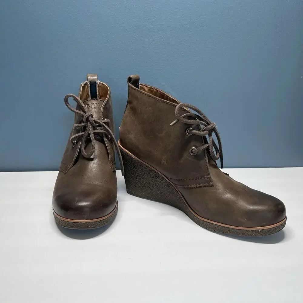Sperry Women's 8.5M Harlow Burnished Brown Leather Wedge Heel‎ Ankle Bootie
